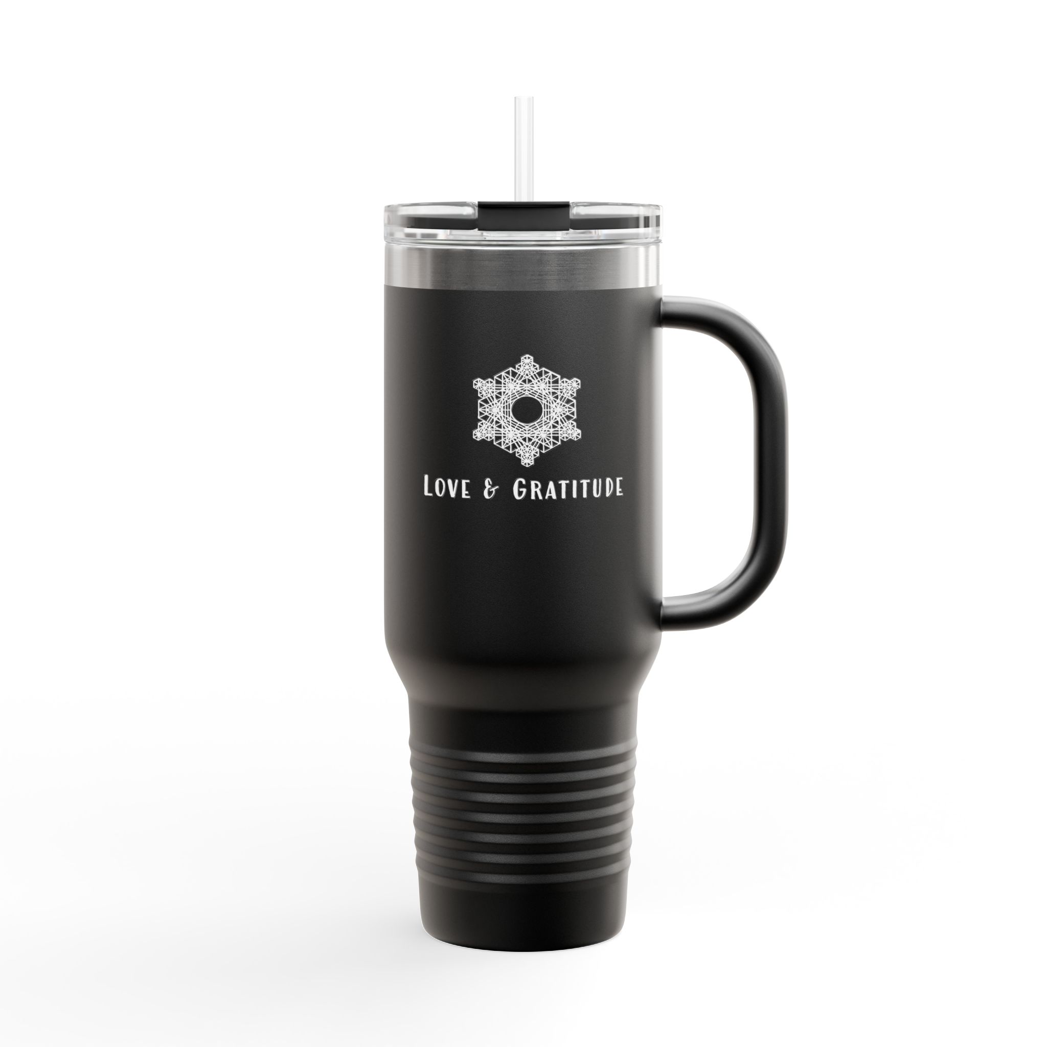 Love & Gratitude Mandala Water Crystal 40oz Travel Mug | Insulated Tumbler - Image 4