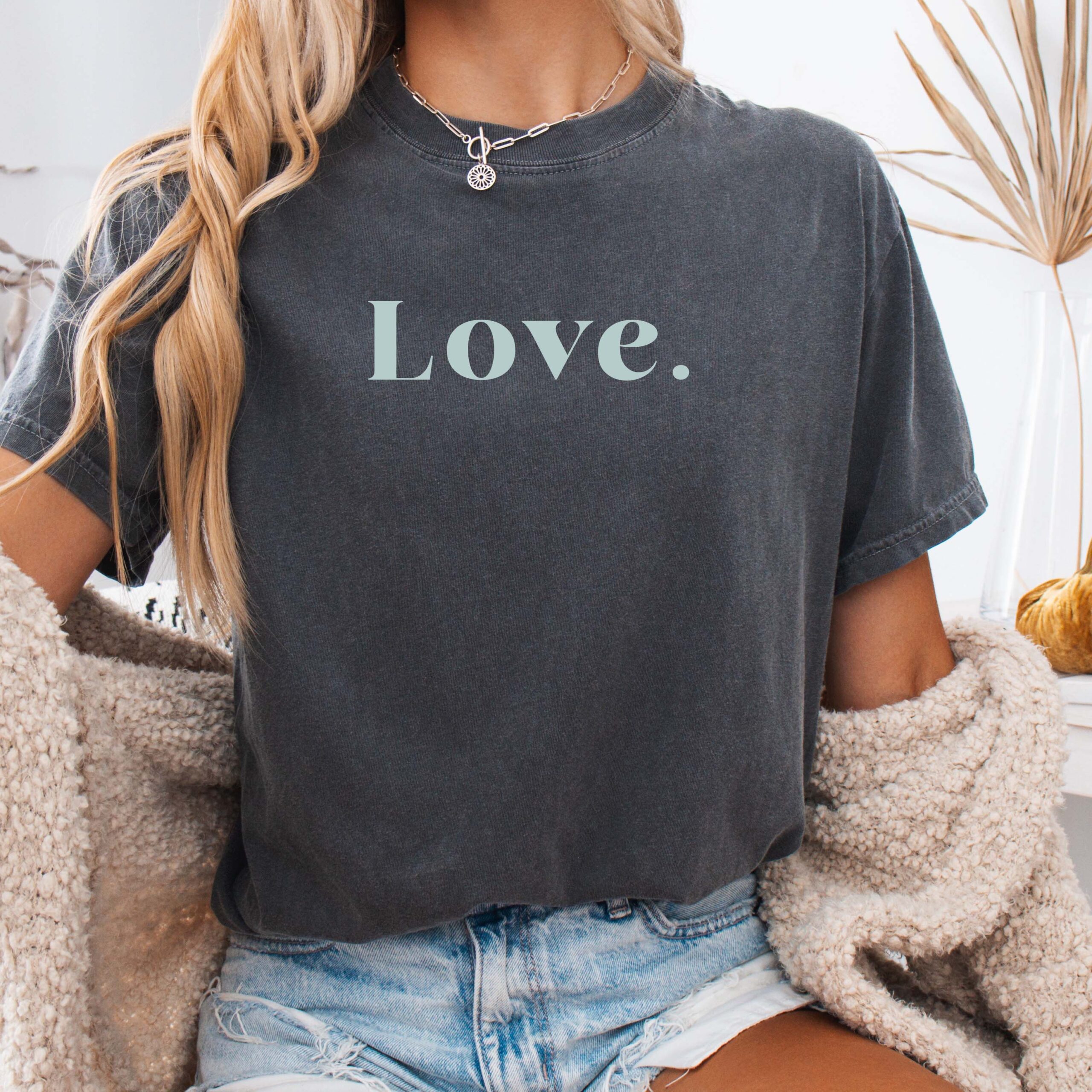 Love period T-Shirt | Minimal Chest Print tee, Natural Colors, Positive Message - Image 2