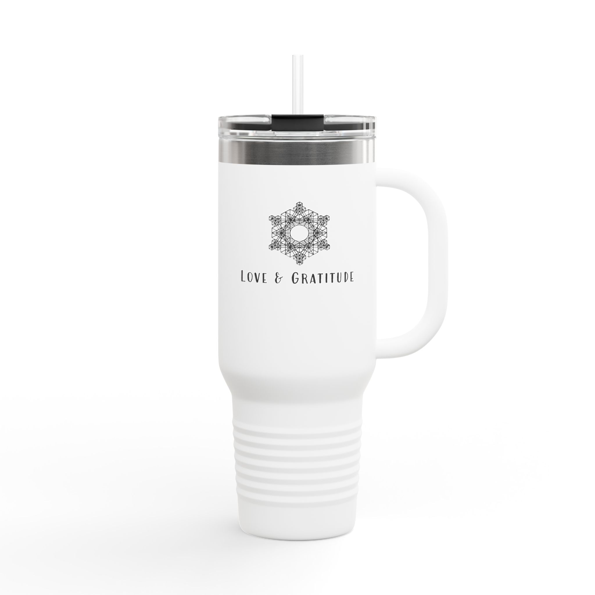 Love & Gratitude Mandala Water Crystal 40oz Travel Mug | Insulated Tumbler - Image 2